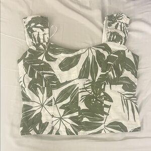 Abercrombie & Fitch Green Leaf Print Crop Top